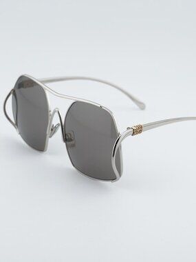 Miu Miu MUA55S 1BC80Q Sunglasses Silver Square Frame, Dark Grey Lenses
